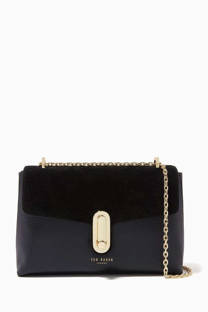 

Naomina Crossbody Bag with Twist Lock in Leather, Black