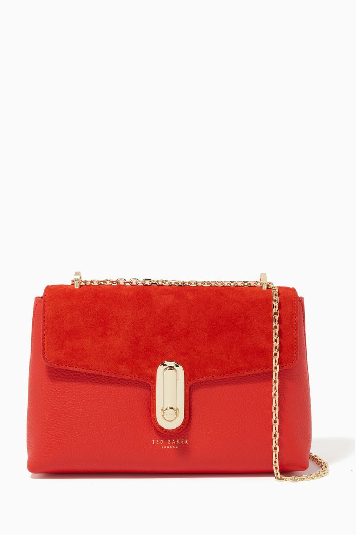 

Naomina Crossbody Bag with Twist Lock in Leather, Red