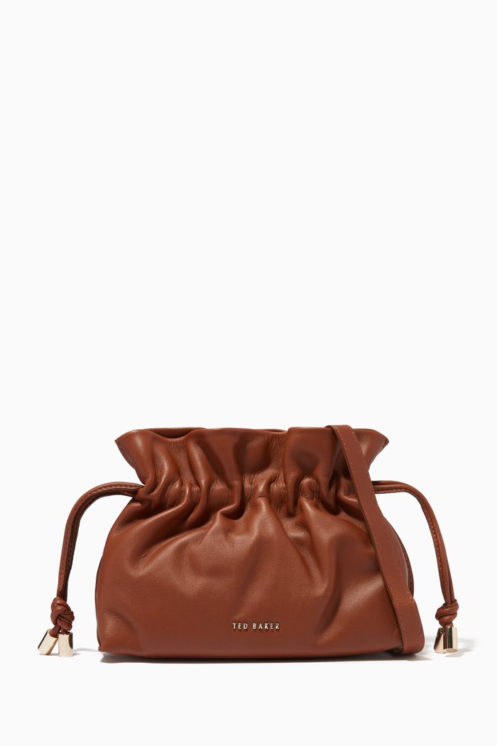 

Maiziey Slouchy Mini Crossbody Bag in Leather, Brown