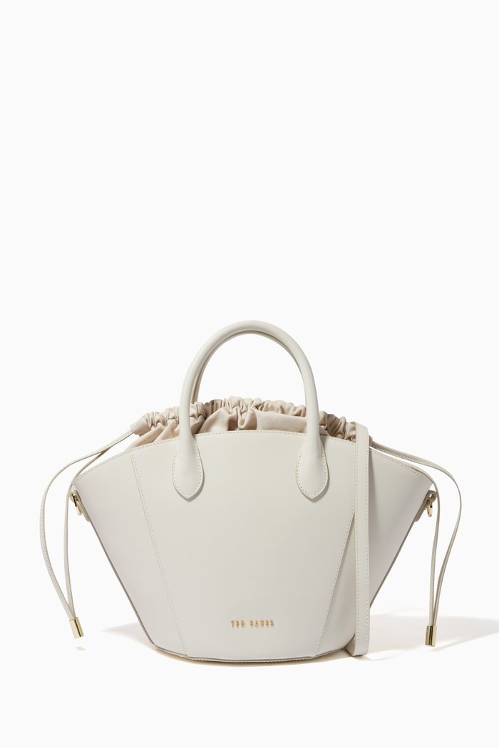 Safaz Bucket Tote Bag in Leather, Neutral