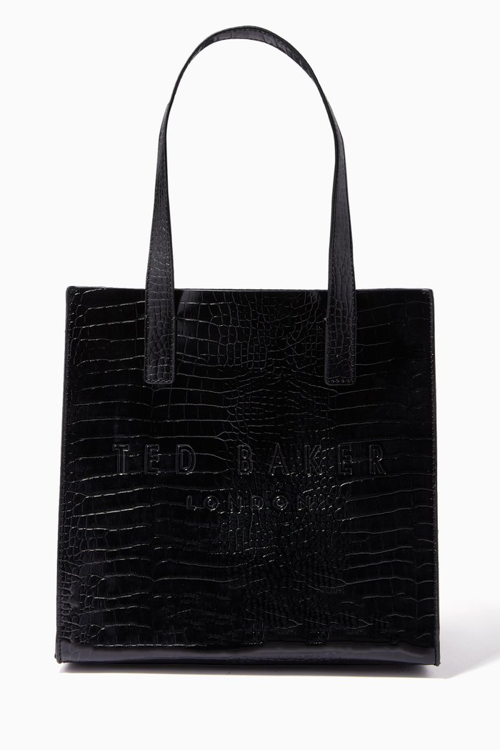 

Reptcon Small Icon Bag in Croc-embossed PU, Black