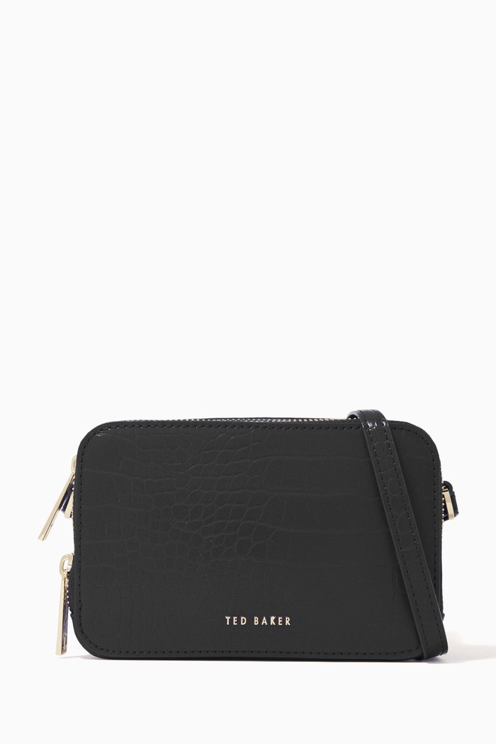 

Stina Camera Bag in Croc-embossed PU, Black