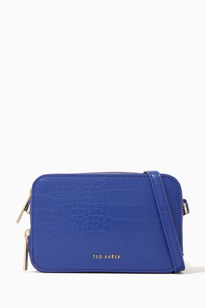 

Stina Camera Bag in Croc-embossed PU, Blue