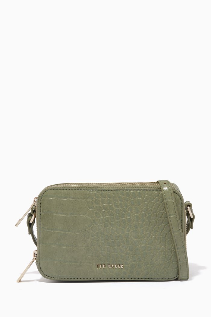 

Stina Camera Bag in Croc-embossed PU, Green