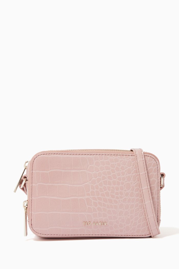 

Stina Camera Bag in Croc-embossed PU, Pink