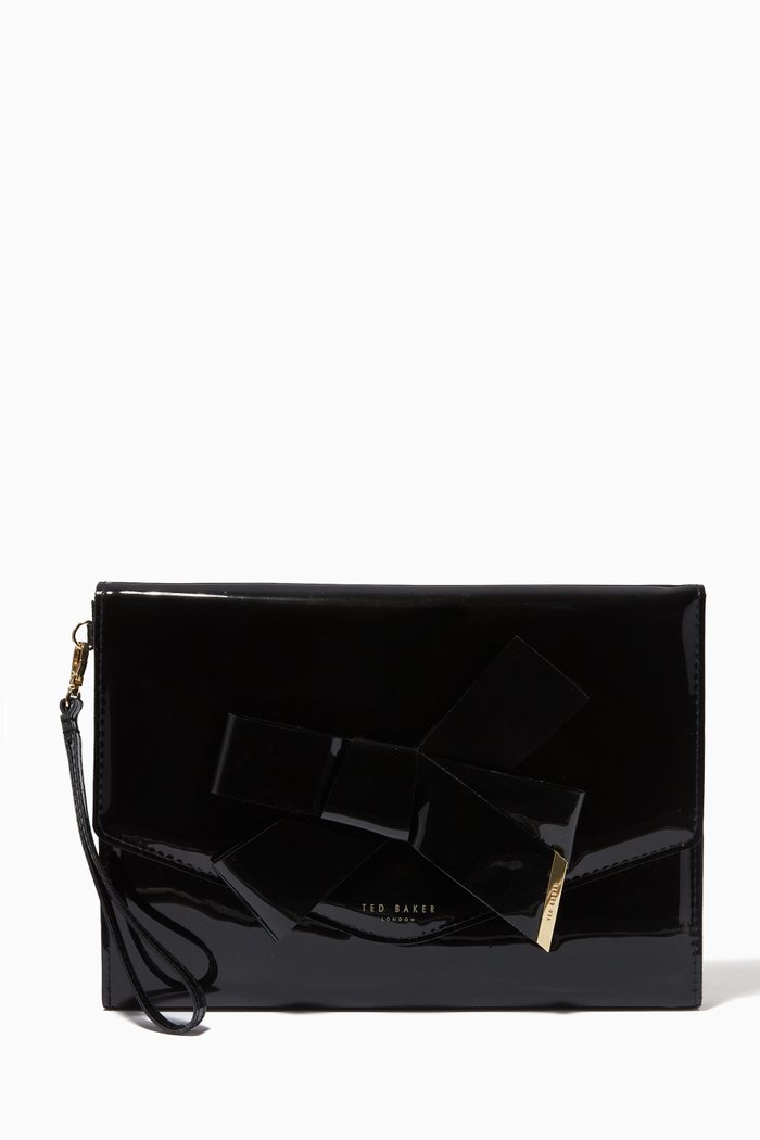 

Nikkey Envelope Pouch with Knot Bow in PVC, Black