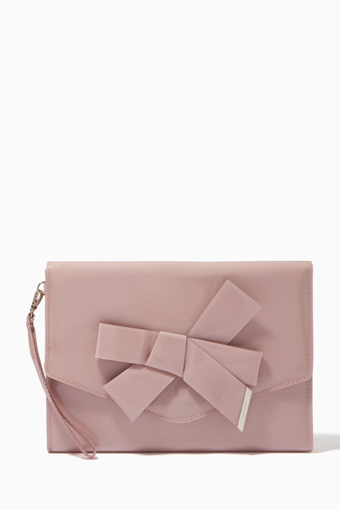 

Nikkey Envelope Pouch with Knot Bow in PVC, Pink