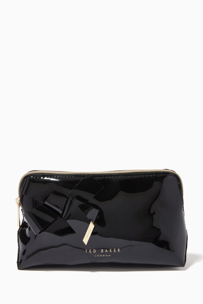 Nicolai Makeup Bag with Knot Bow in PVC, Black