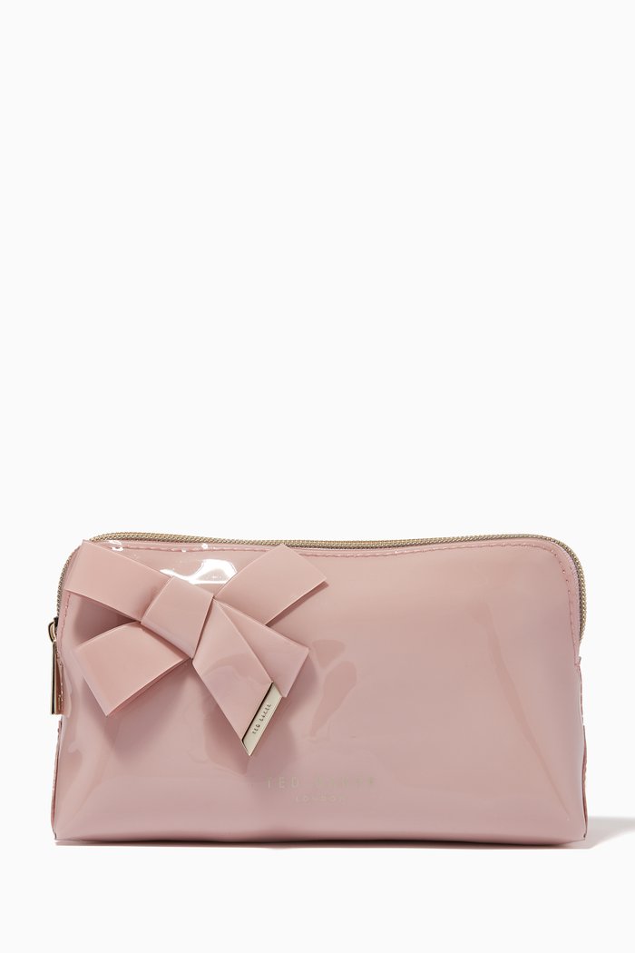 

Nicolai Makeup Bag with Knot Bow in PVC, Pink