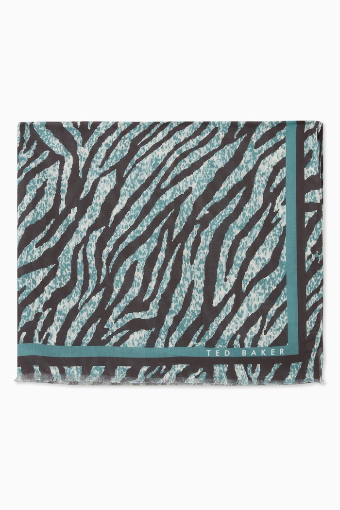 

\Barbraa Scarf in Buttermilk Zebra Woven Fabric, Green