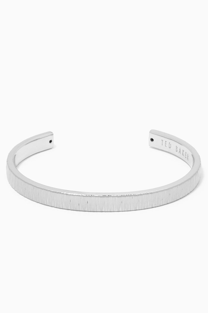 

Ultrom Bangle in Woodgrain Textured Metal, Silver