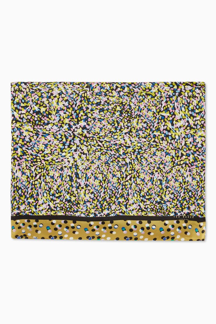 

Jervona Long Scarf in Juniper Confetti Silk, Black