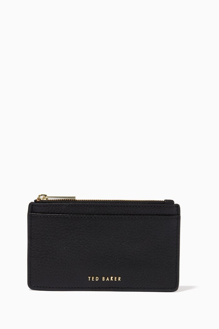 

Briell Zip Card Holder in Leather, Black