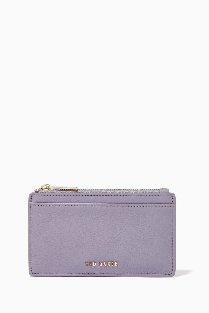 

Sonya Zip Card Holder in Leather, Grey