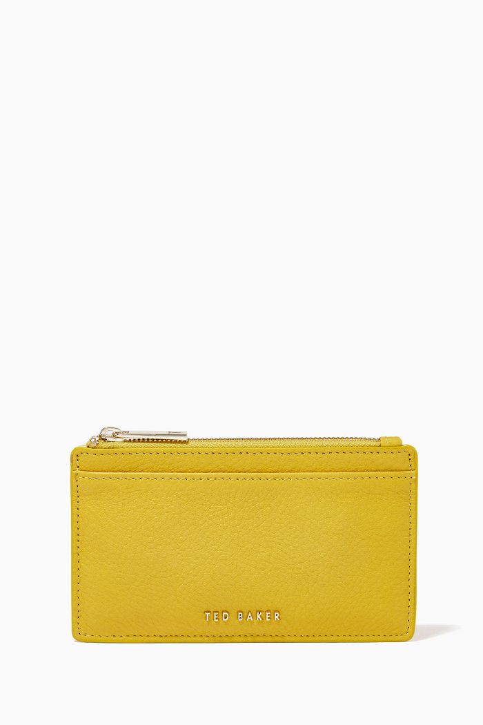 Sonya Zip Card Holder in Leather, Yellow