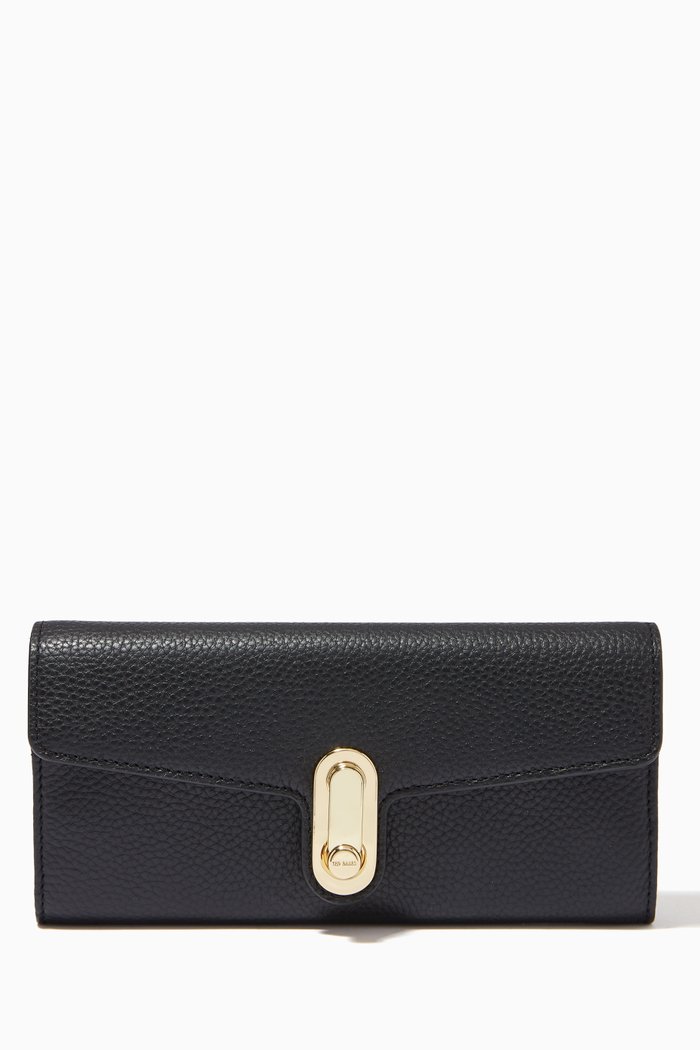 

Naomet Twist Lock Fold Large Purse in Leather, Black