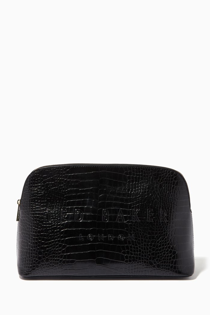 

Crocana Washbag in Croc-embossed PU, Black