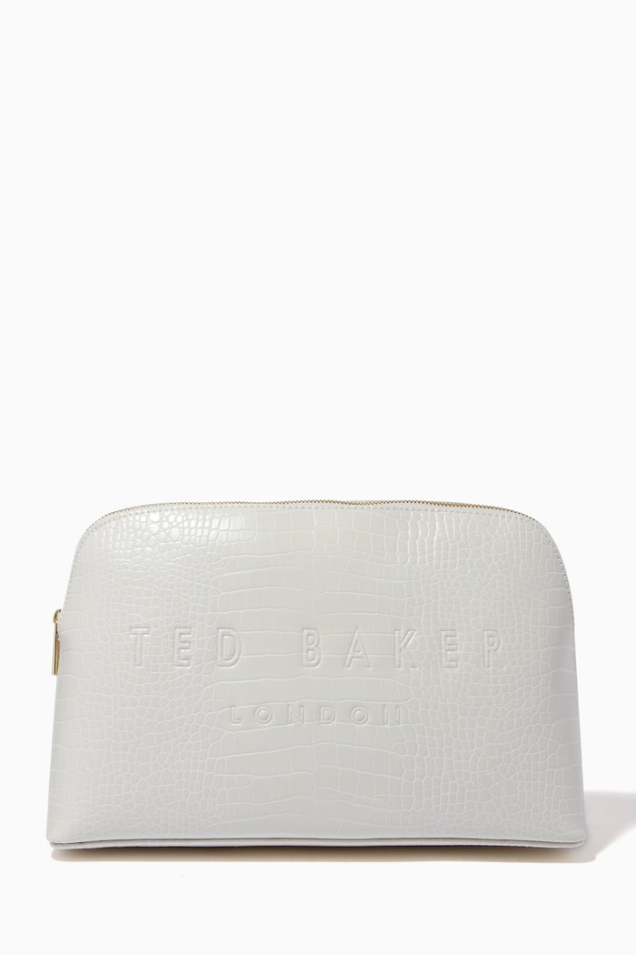 

Crocana Washbag in Croc-embossed PU, White