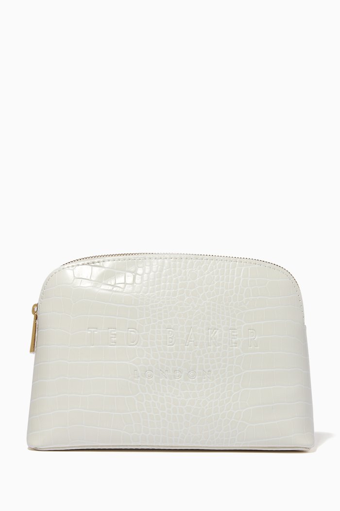 

Crocala Makeup Bag in Croc-embossed PU, White