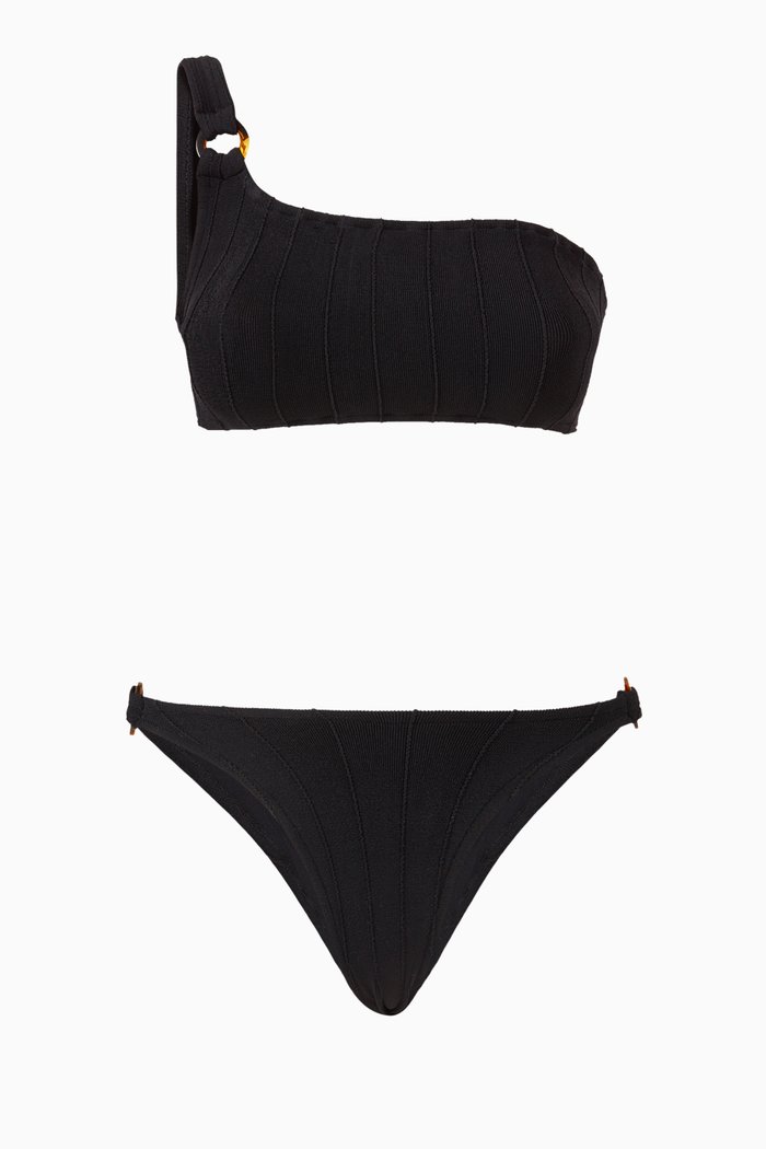

Zadie Bikini in Ribbed Nylon Blend, Black