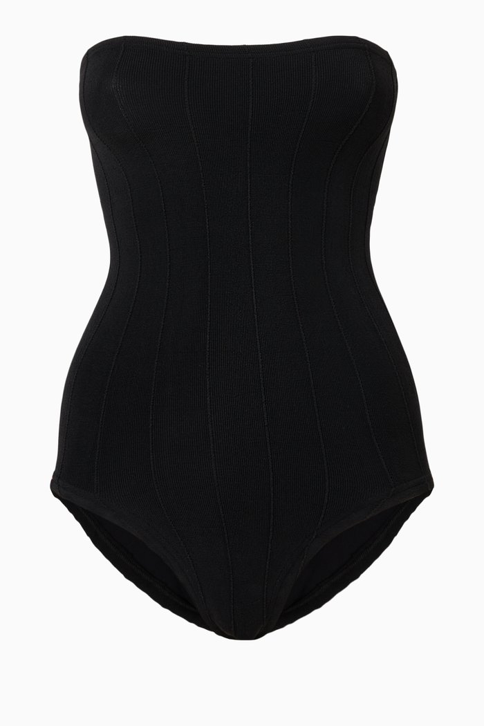 

Audrey Swimsuit in Ribbed Nylon Blend, Black