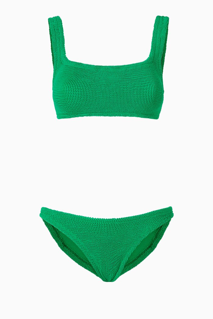 Xandra Bikini in Crinkle Nylon Blend, Green