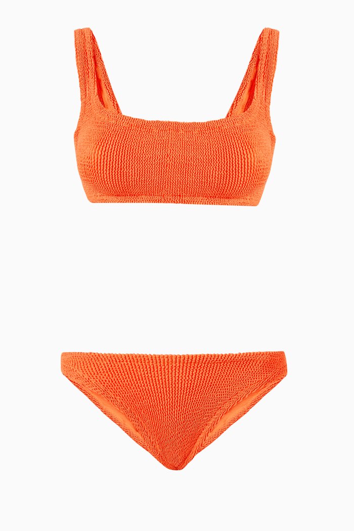Xandra Bikini in Crinkle Nylon Blend, Orange