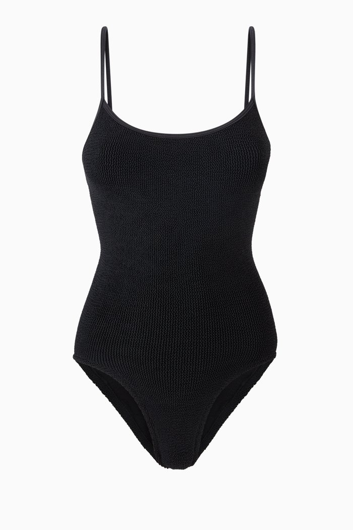 

Pamela One-piece Swimsuit in Crinkle Nylon Blend, Black