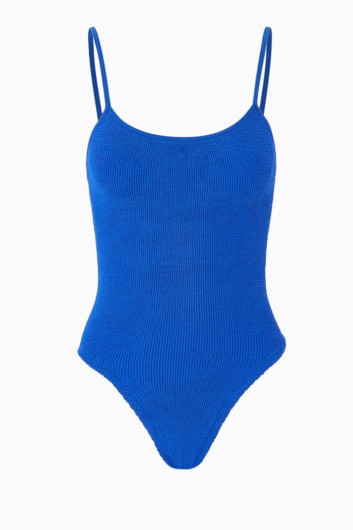 

Pamela One-piece Swimsuit in Crinkle Nylon Blend, Blue