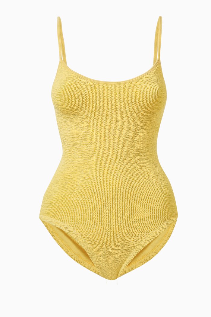 

Pamela One-piece Swimsuit in Crinkle Nylon Blend, Yellow