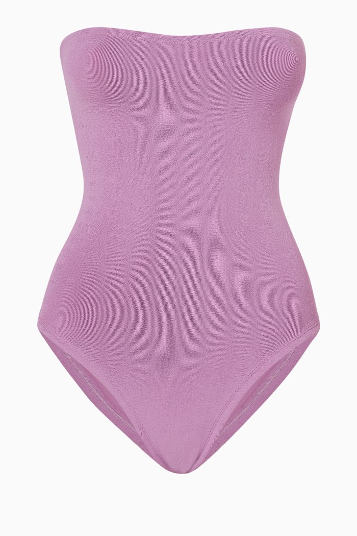 

Audrey Swimsuit in Ribbed Nylon Blend, Purple