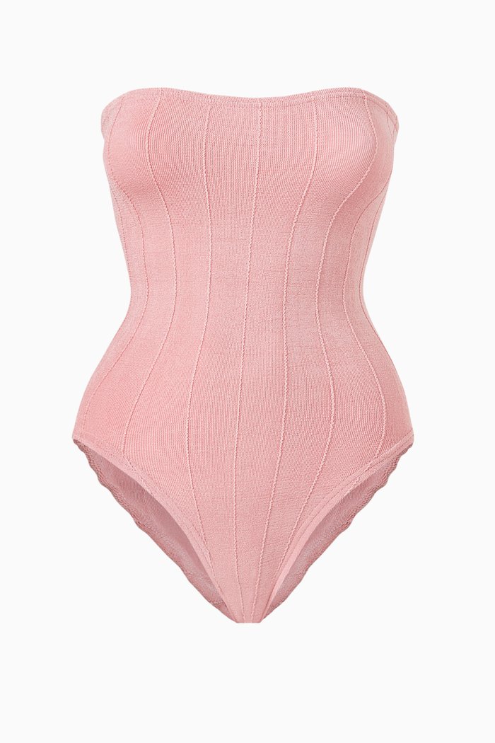 

Audrey Swimsuit in Ribbed Nylon Blend, Pink