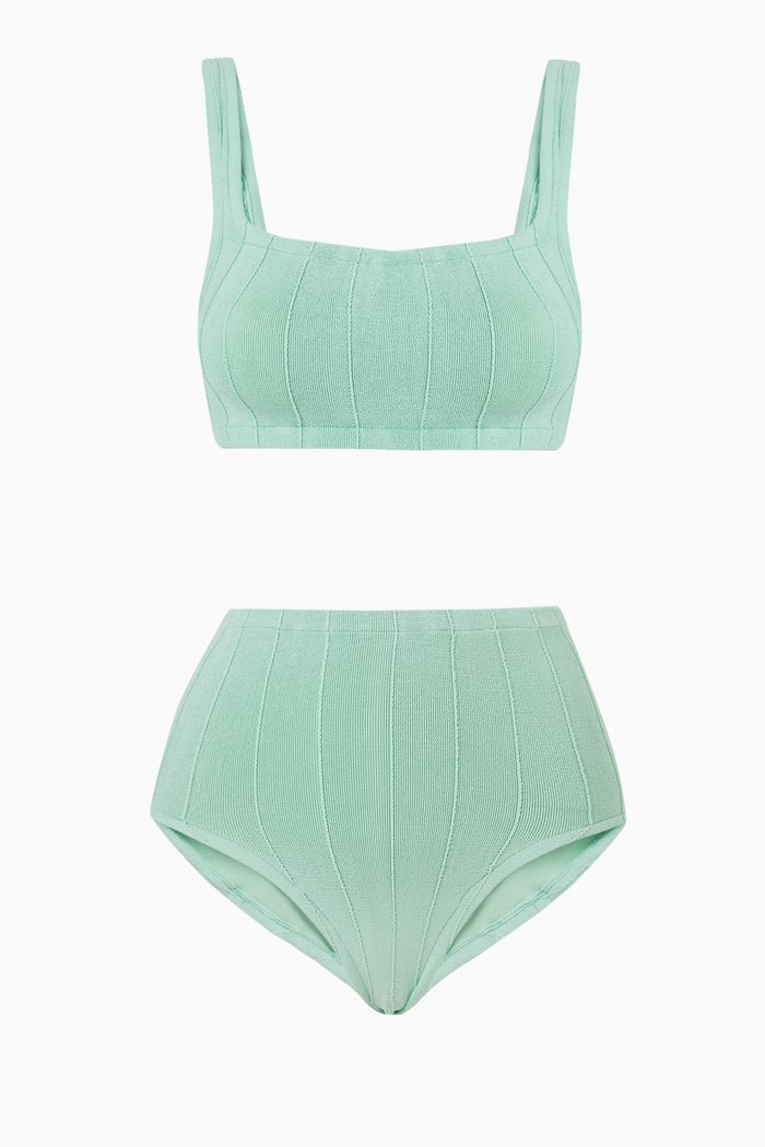

Patricia Bikini in Ribbed Nylon Blend, Green