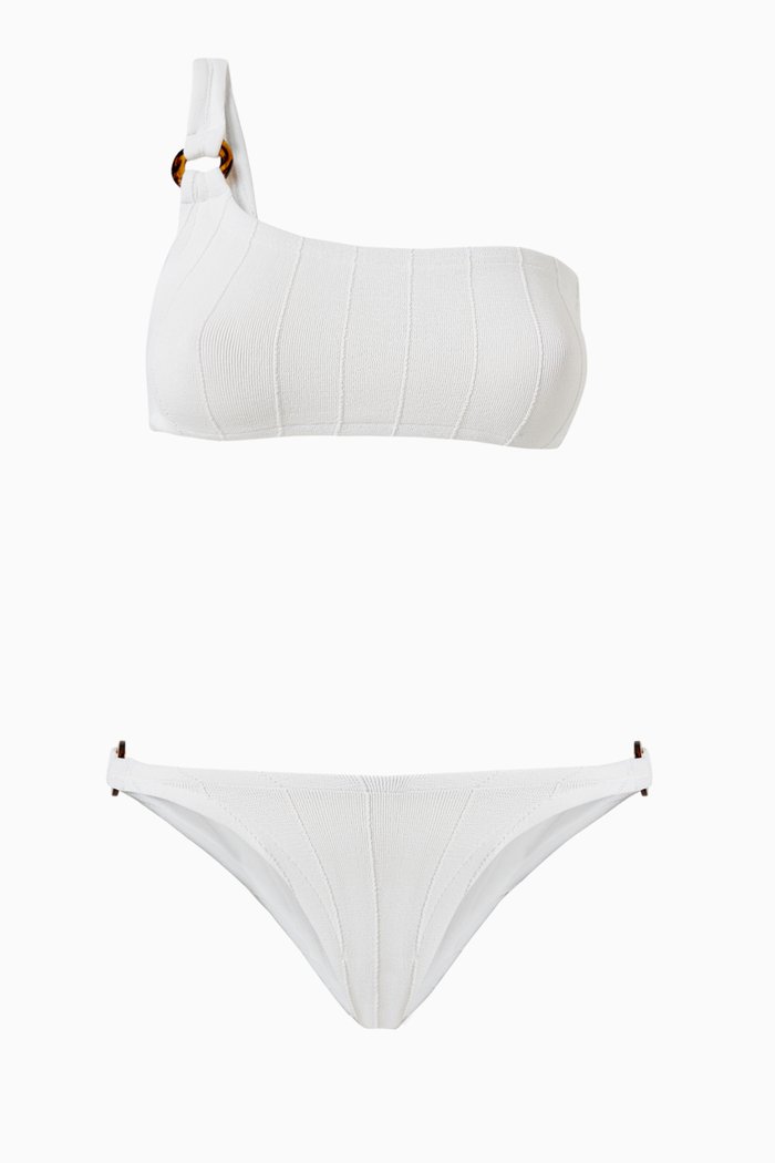 

Zadie Bikini in Ribbed Nylon Blend, White