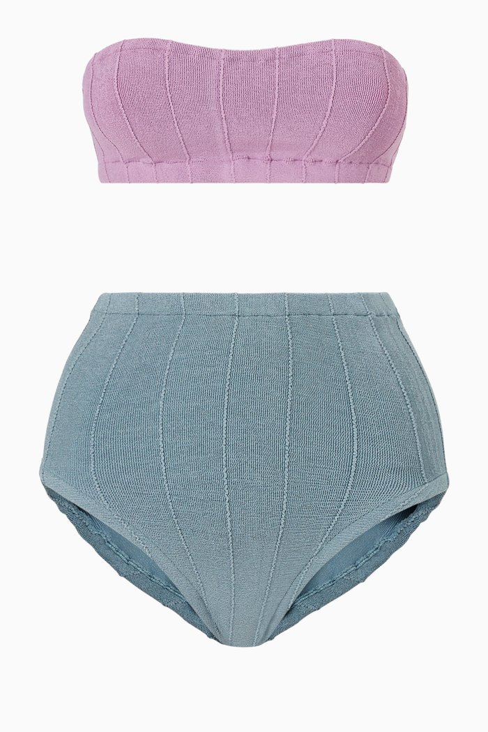 Duo Edie Bikini Set in Crinkle Nylon Blend, Blue