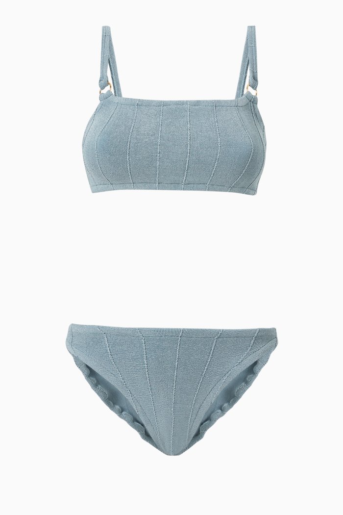 

Eunice Bikini in Ribbed Nylon Blend, Blue