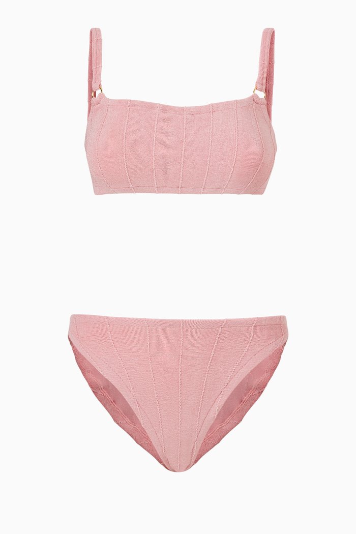 

Eunice Bikini in Ribbed Nylon Blend, Pink