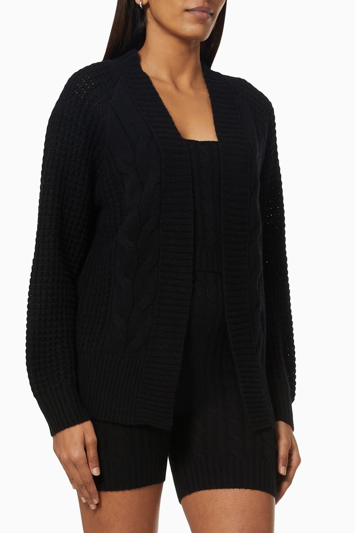 IA Essentials Cable Knit Cardigan, Black