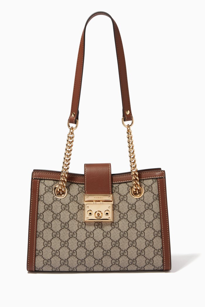 

Small Padlock Shoulder Bag in GG Supreme Canvas, Neutral