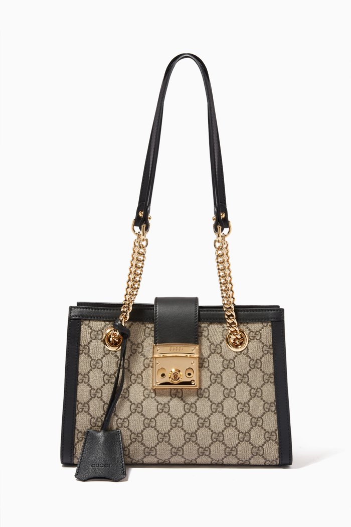 

Small Padlock Shoulder Bag in GG Supreme Canvas, Black
