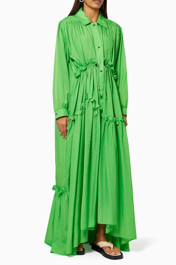 

Bine Coat Dress in Crushed Ripstop, Green
