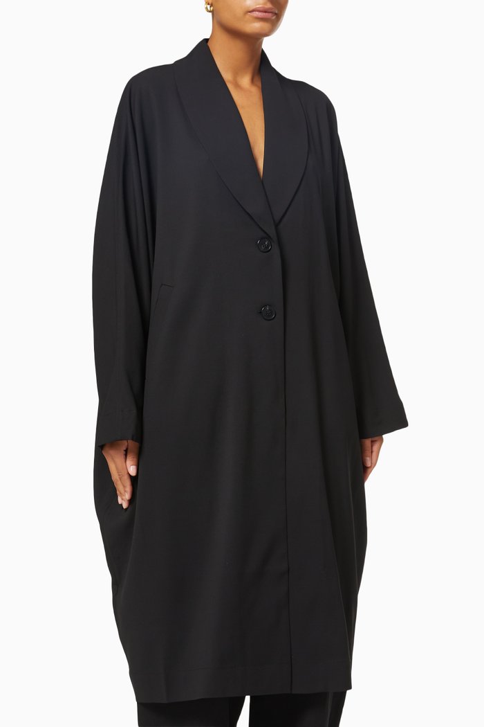 

Dolman Oversized Coat in Wool, Black