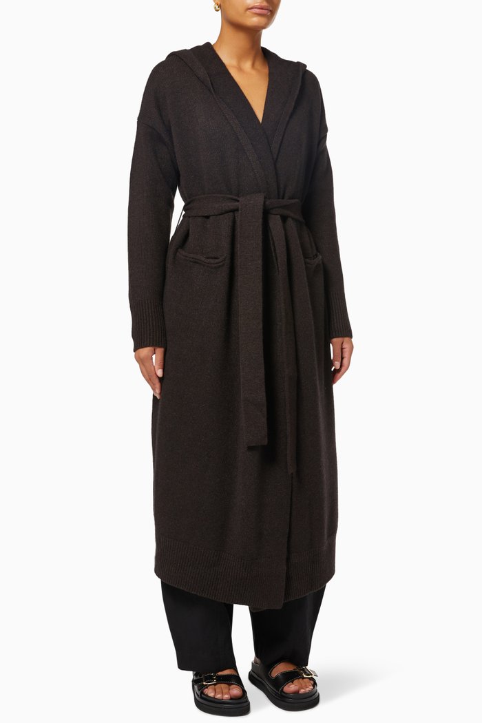

Hooded Cardigan in Cashmere, Black