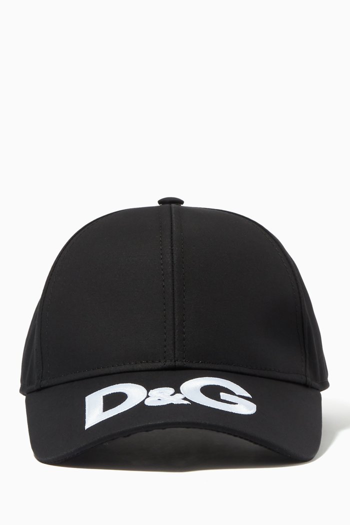 

Baseball Cap with D&G in Cotton Twill, Black
