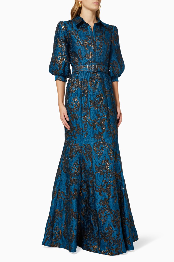 

Shirt Gown in Jacquard, Blue