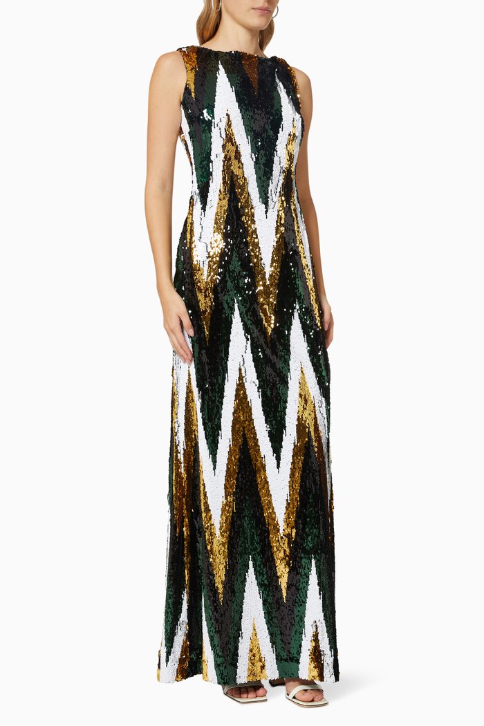 

Chevron Sequin Gown, Multicolour