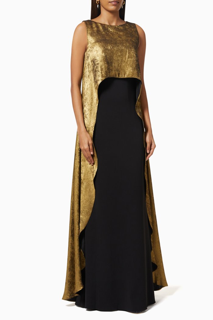 

Odessa Overlay Gown in Crepe, Black