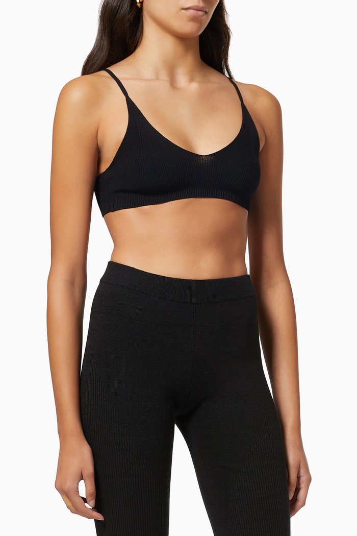 Le Bandeau Valensole Bralette in Viscose Blend Knit, Black