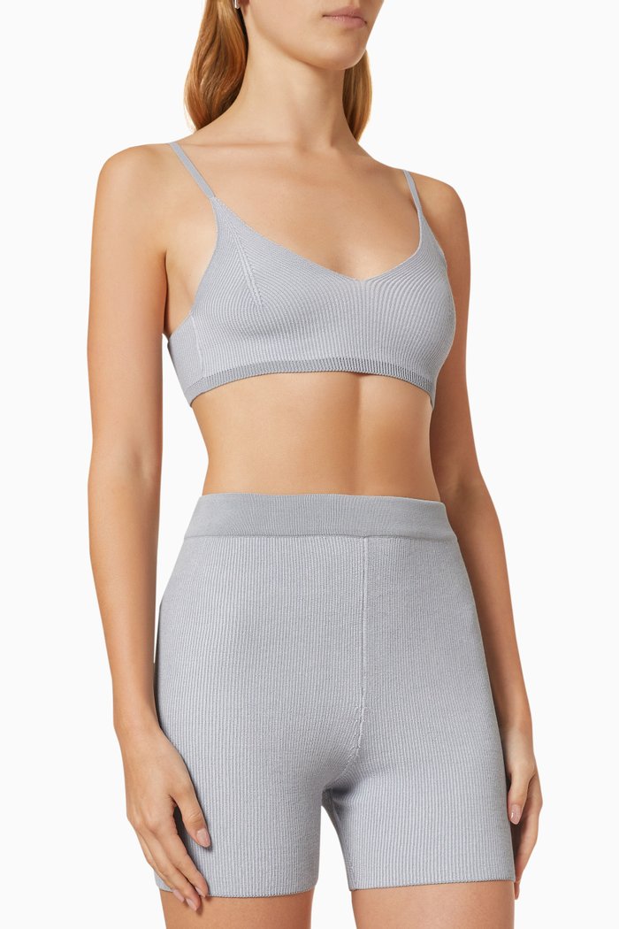 

Le Bandeau Valensole Bralette in Viscose-blend Knit, Grey