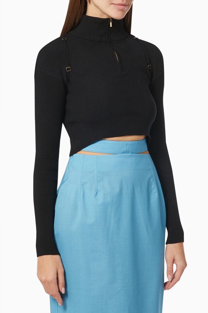 

La Maille Bormio in Ribbed Knit, Black